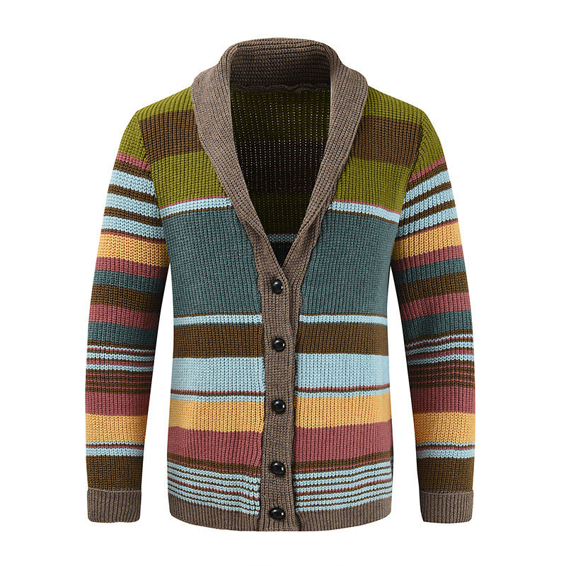 Men's Striped Cotton Cardigan for Effortless Comfort and Modern Style