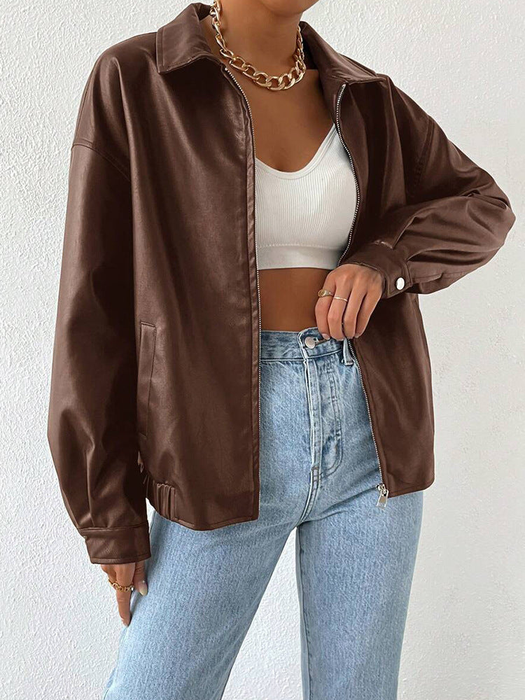 Women's PU Leather Winter Coat for Effortless Chic and Warmth