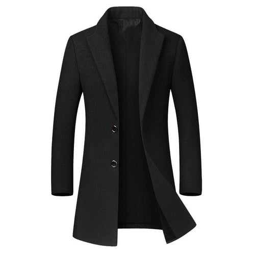 Men's Classic Wool Trench Coat Elegant Vintage Old Money Style