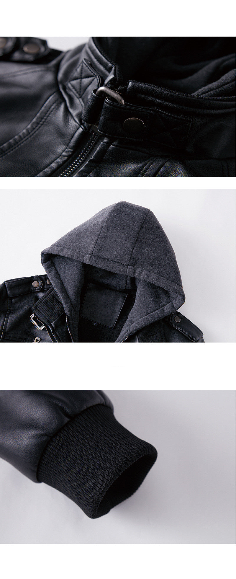 Men's Vintage Hooded Leather Jacket with Soft Velvet Lining Style