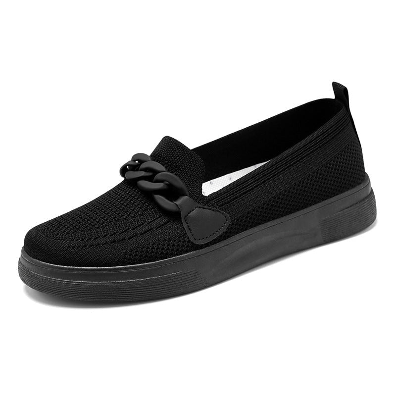 Women's Comfortable Chain Slip On Round Toe Casual Flats