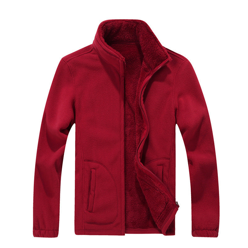 Men's Warm Fleece Cardigan Jacket Formal Coat With Fur Lining