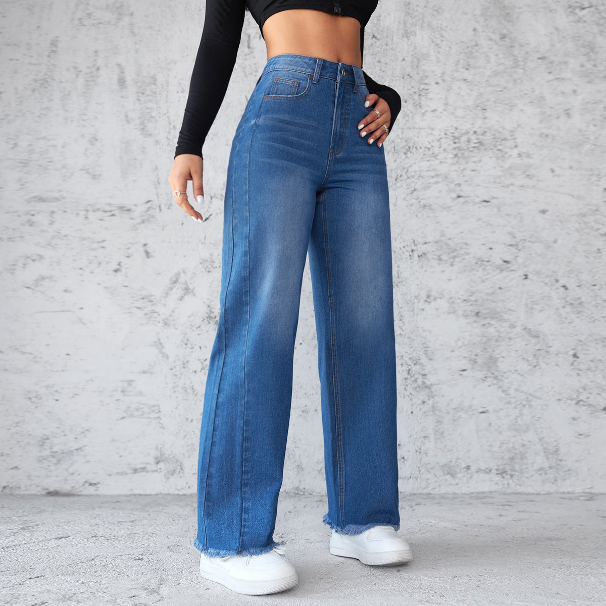 Women’s High-Waist Wide-Leg Denim Jeans for Effortless Casual Style
