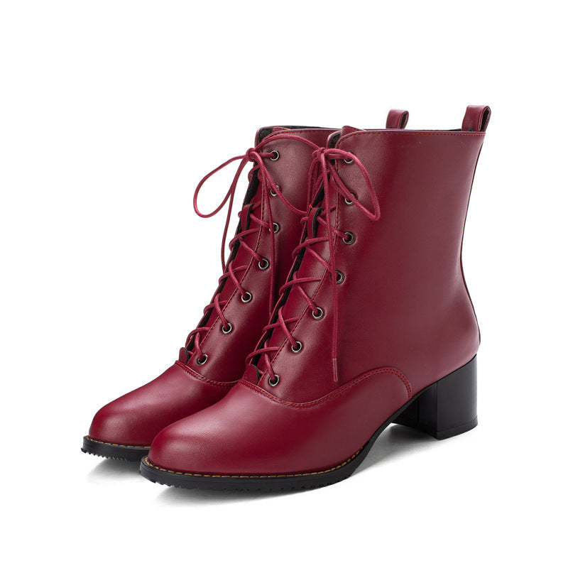 Women’s Stylish Chunky Heel Low Martin Boots for All Seasons