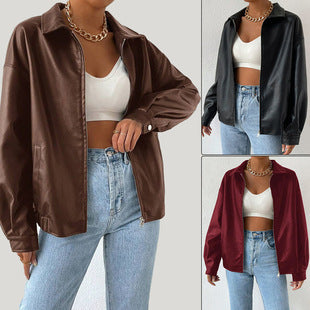 Women's PU Leather Winter Coat for Effortless Chic and Warmth