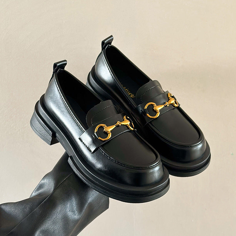 Womens One Pedal Loafer | Metal Buckle All-match Soft Thin Shoes