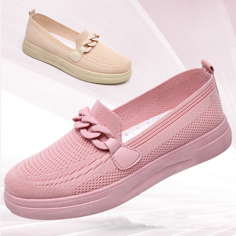 Women's Comfortable Chain Slip On Round Toe Casual Flats