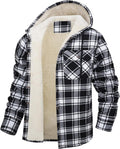Men's Hooded Fleece Lined Plaid Coat for Warm Winter Wear