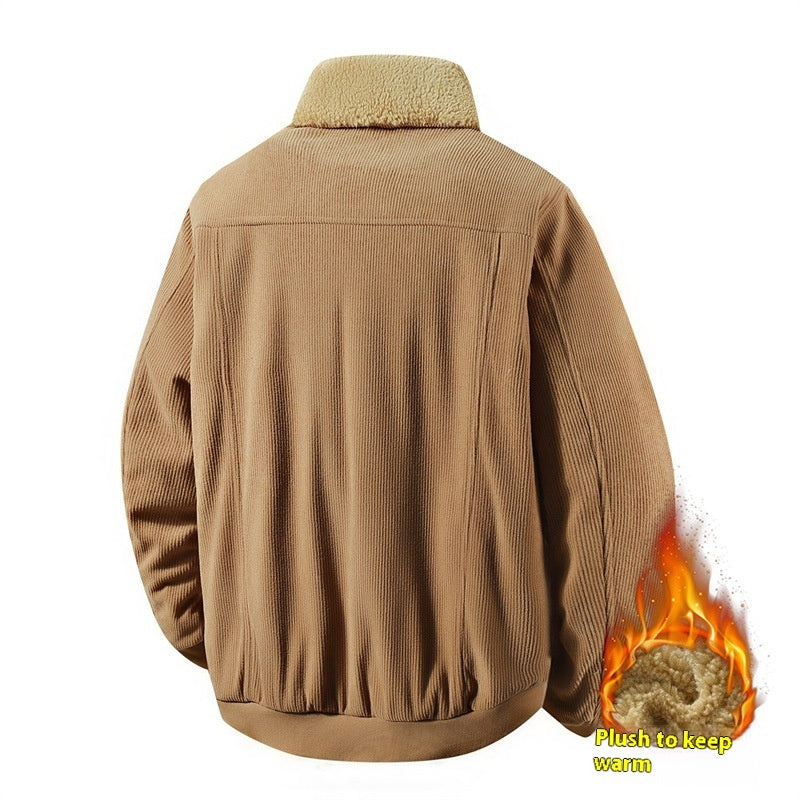 Men's Corduroy Fleece Coat for Warmth Comfort and Casual Style