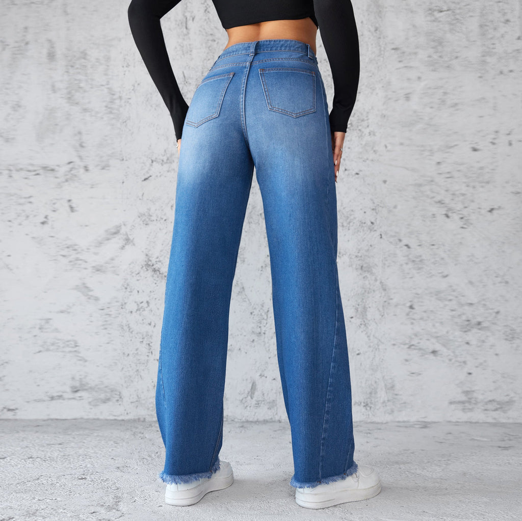 Women’s High-Waist Wide-Leg Denim Jeans for Effortless Casual Style