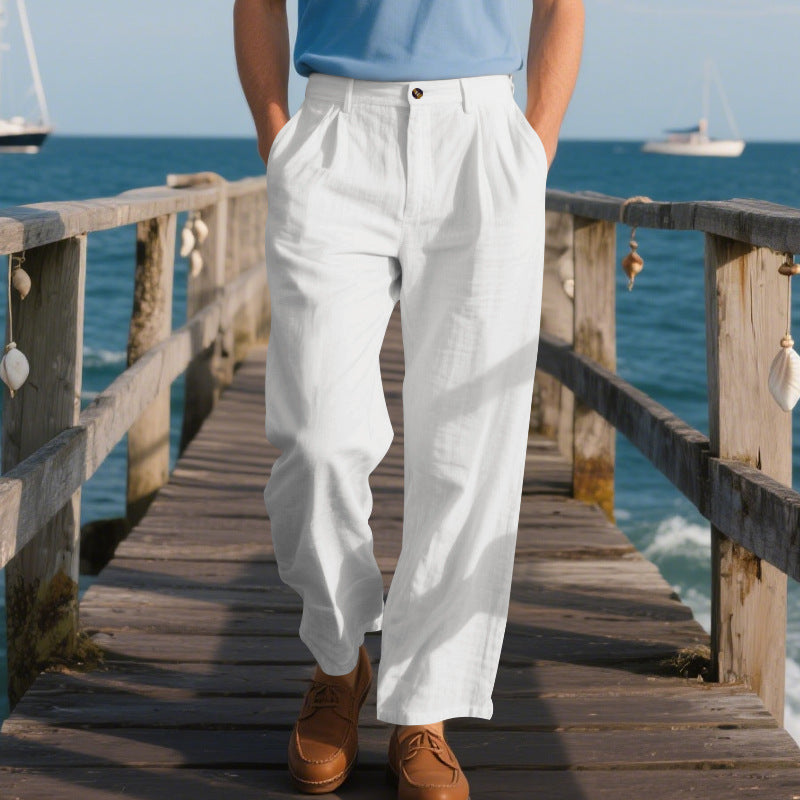 Men’s Straight Linen Business Pants for Comfortable Everyday Elegance