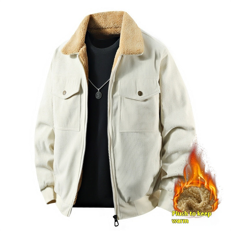 Men's Corduroy Fleece Coat for Warmth Comfort and Casual Style