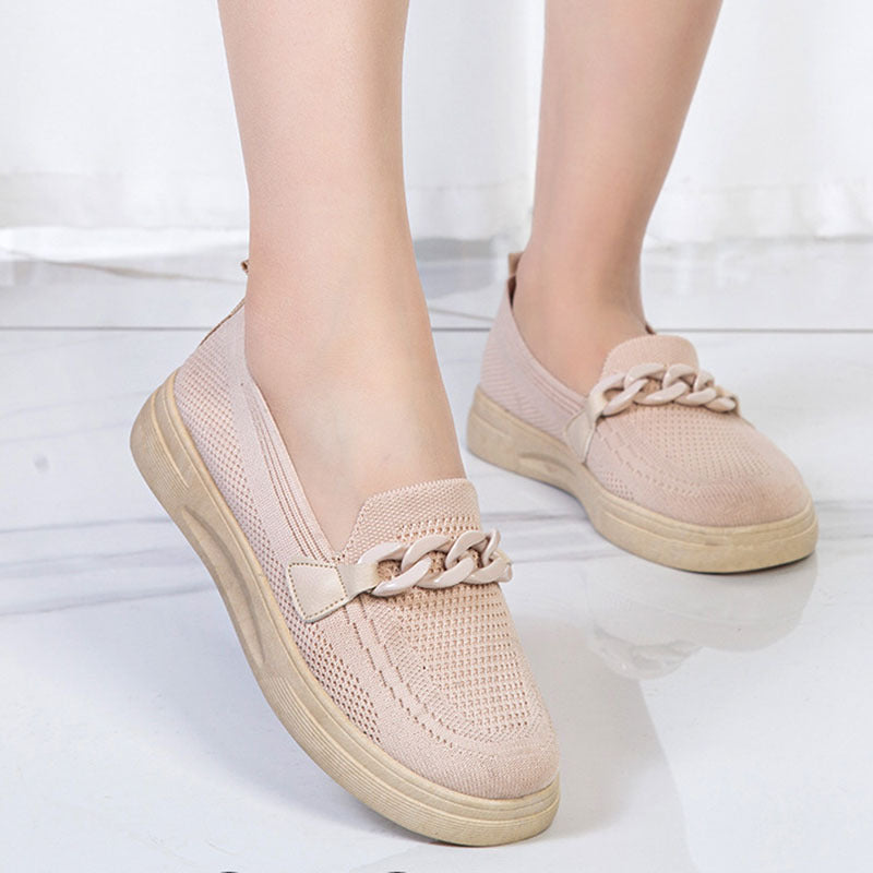 Women's Comfortable Chain Slip On Round Toe Casual Flats