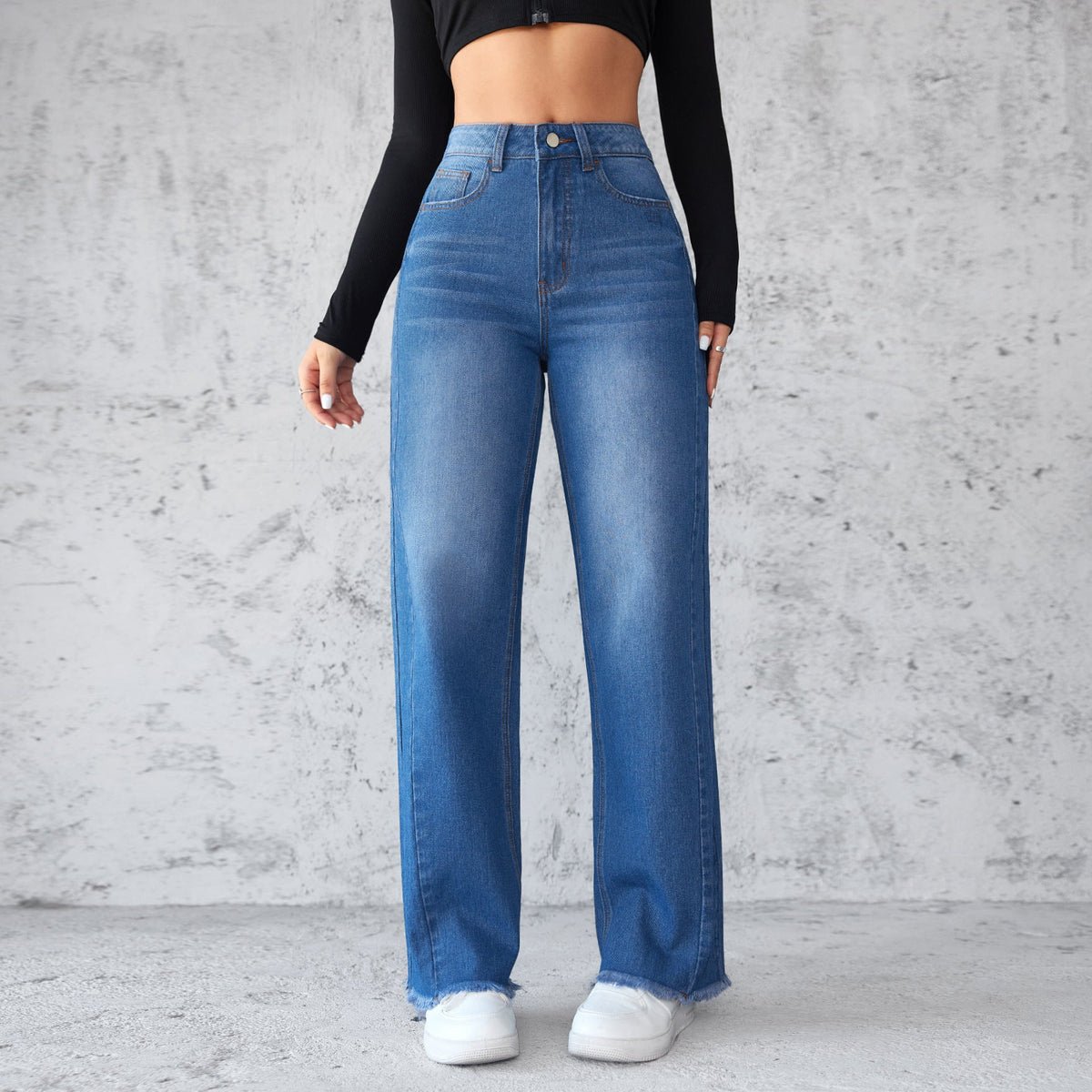 Women’s High-Waist Wide-Leg Denim Jeans for Effortless Casual Style