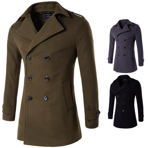 Men's Double Breasted Trench Coat Elegant Winter Classic Fashion