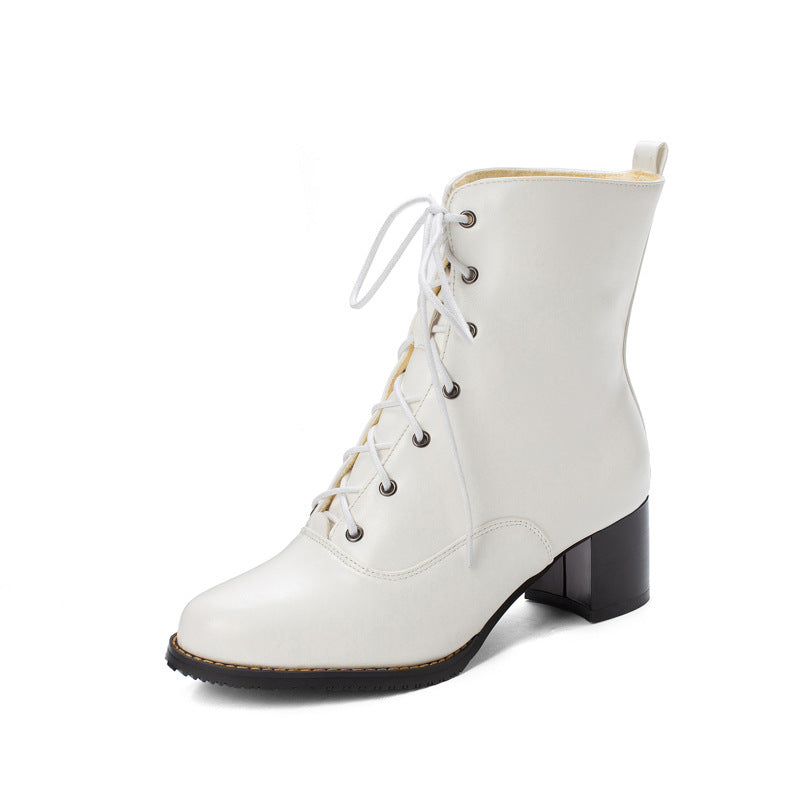 Women’s Stylish Chunky Heel Low Martin Boots for All Seasons