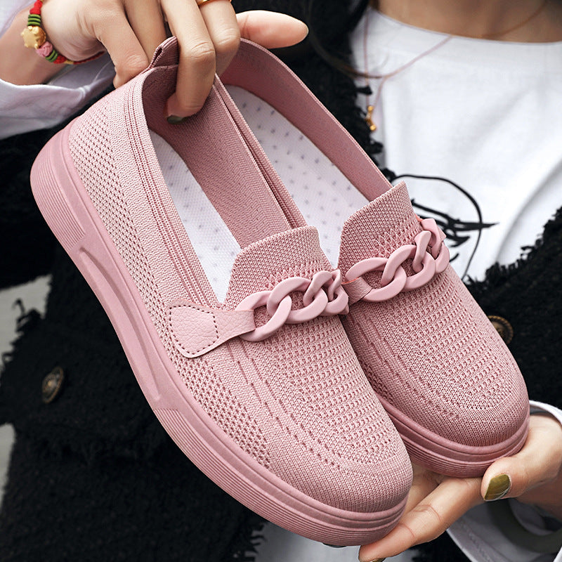 Women's Comfortable Chain Slip On Round Toe Casual Flats