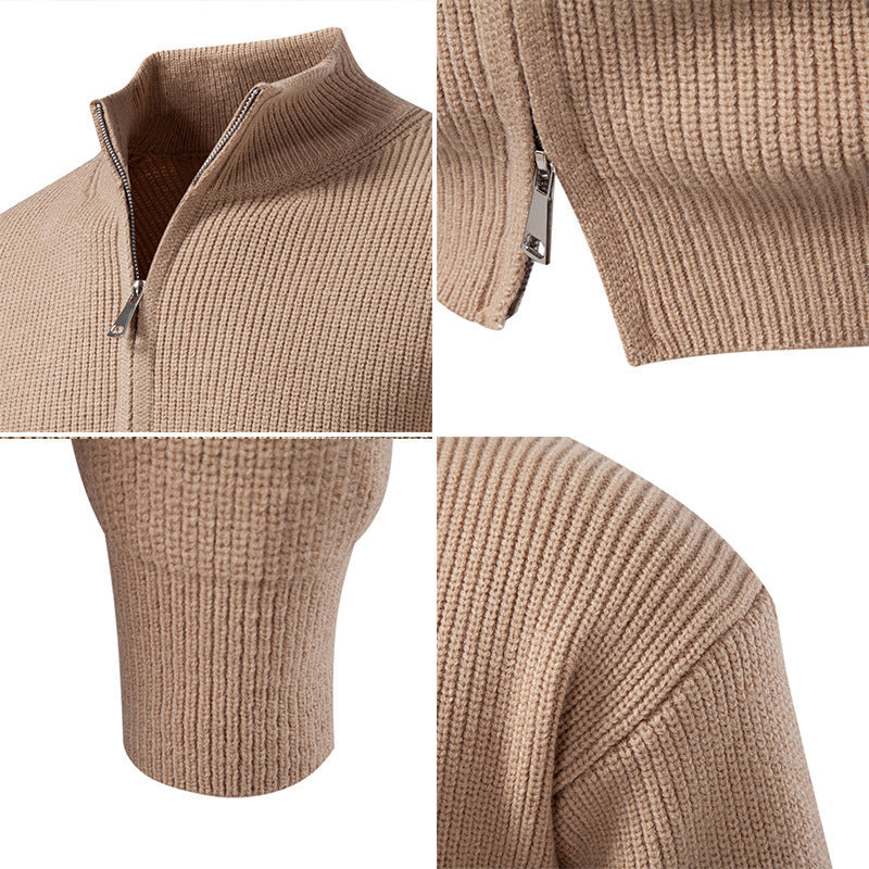 Men's Slim Fit Cotton Cardigan Sweater with Front Zipper Closure