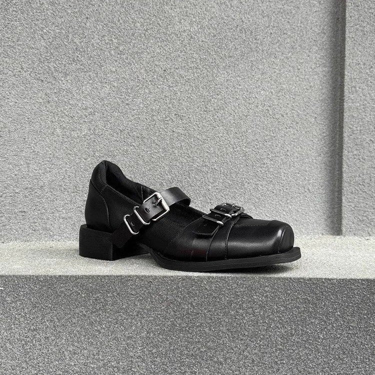 Women's Niche Round Toe Shallow Mouth Summer Leather Shoes