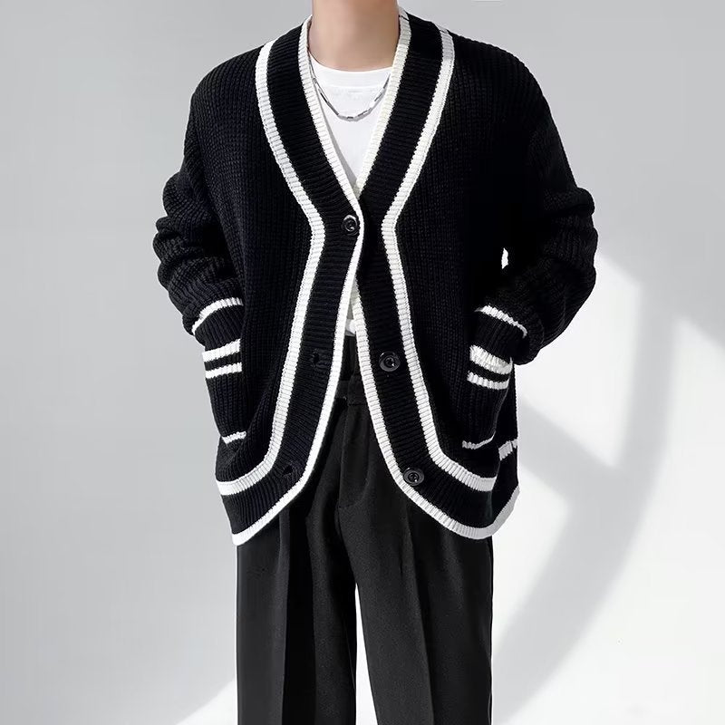Men's Loose Fit Fashion Cardigan Sweater Jacket With V-Neck
