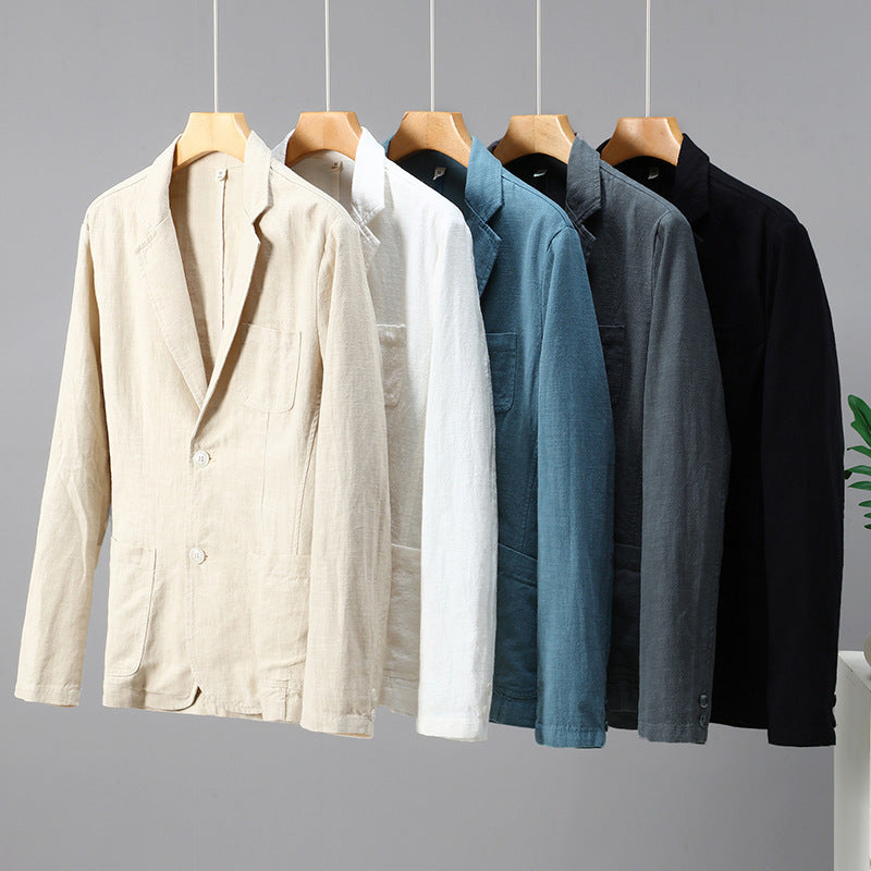 Men's Ramie Casual Suit Jacket for Smart Spring and Autumn Style