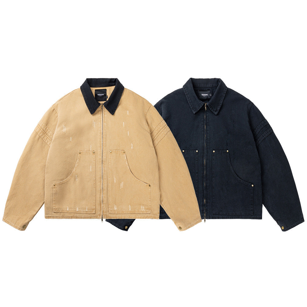 Men's Barnwind Heavy Canvas Washed Distressed Cleanfit Workwear Jacket