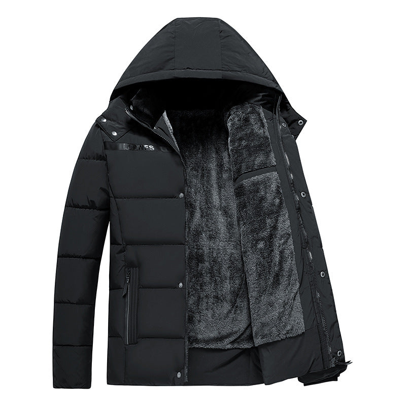 Men's Fleece Lined Cotton Jacket for Winter Warmth and Comfort