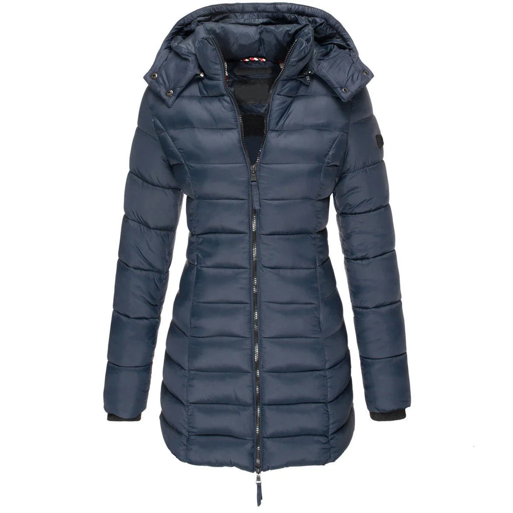 Women's Hooded Padded Cotton Long Sleeve Winter Parka Jacket
