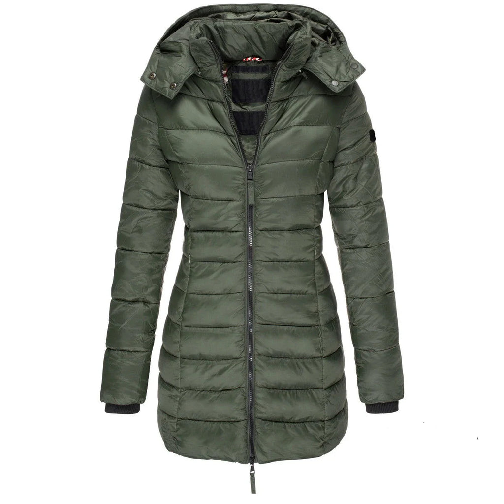 Women's Hooded Padded Cotton Long Sleeve Winter Parka Jacket
