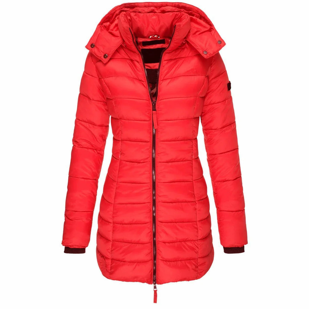 Women's Hooded Padded Cotton Long Sleeve Winter Parka Jacket