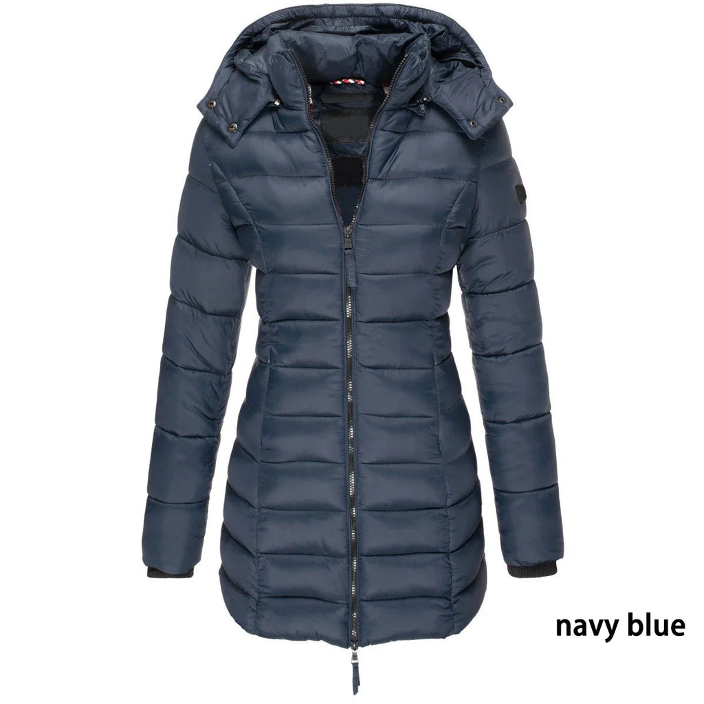 Women's Hooded Padded Cotton Long Sleeve Winter Parka Jacket
