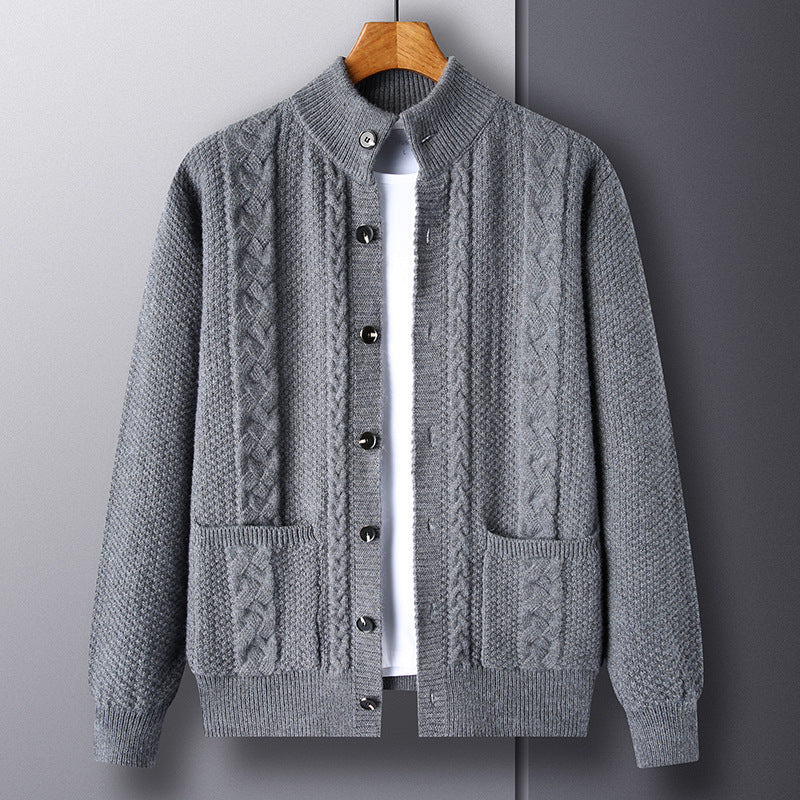 Men's Retro Jacquard Knit Cardigan for Warmth and Everyday Style