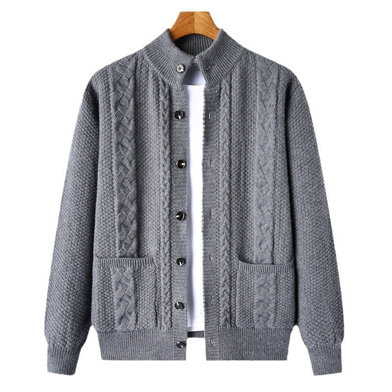 Men's Retro Jacquard Knit Cardigan for Warmth and Everyday Style