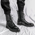 Men's Leather Denim Boots Casual Lace Up Fall Winter Footwear