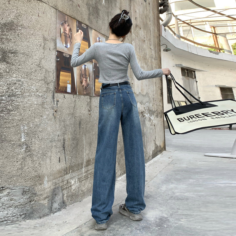 Women’s Retro High Waist Loose Baggy Straight Denim Jeans