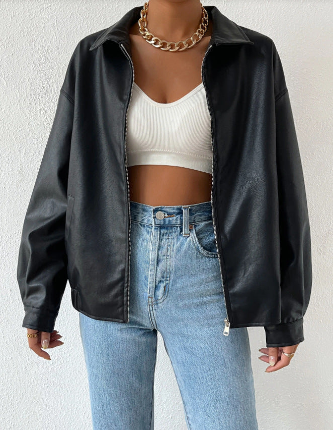 Women's PU Leather Winter Coat for Effortless Chic and Warmth