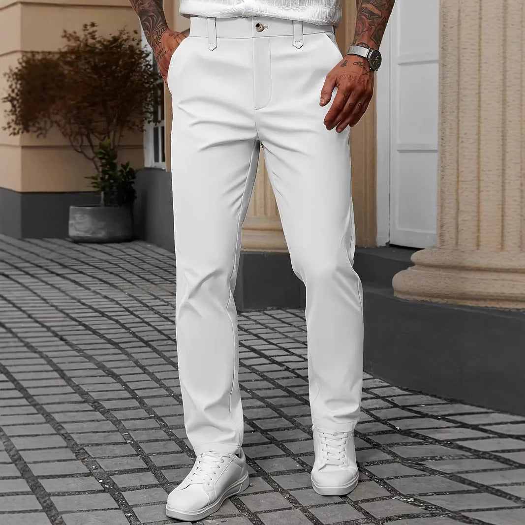 Men’s Solid Color Business Trousers for Smart Casual Everyday Style