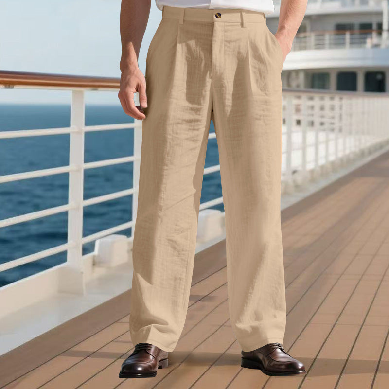 Men’s Straight Linen Business Pants for Comfortable Everyday Elegance