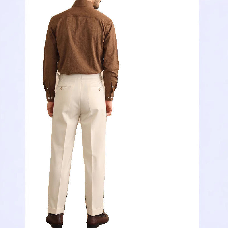 Men’s High Waist Straight Trousers for Classic Old Money Elegance