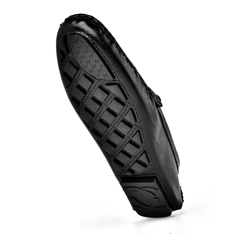Men’s Plus Size Cowhide Loafers for Effortless British Casual Style