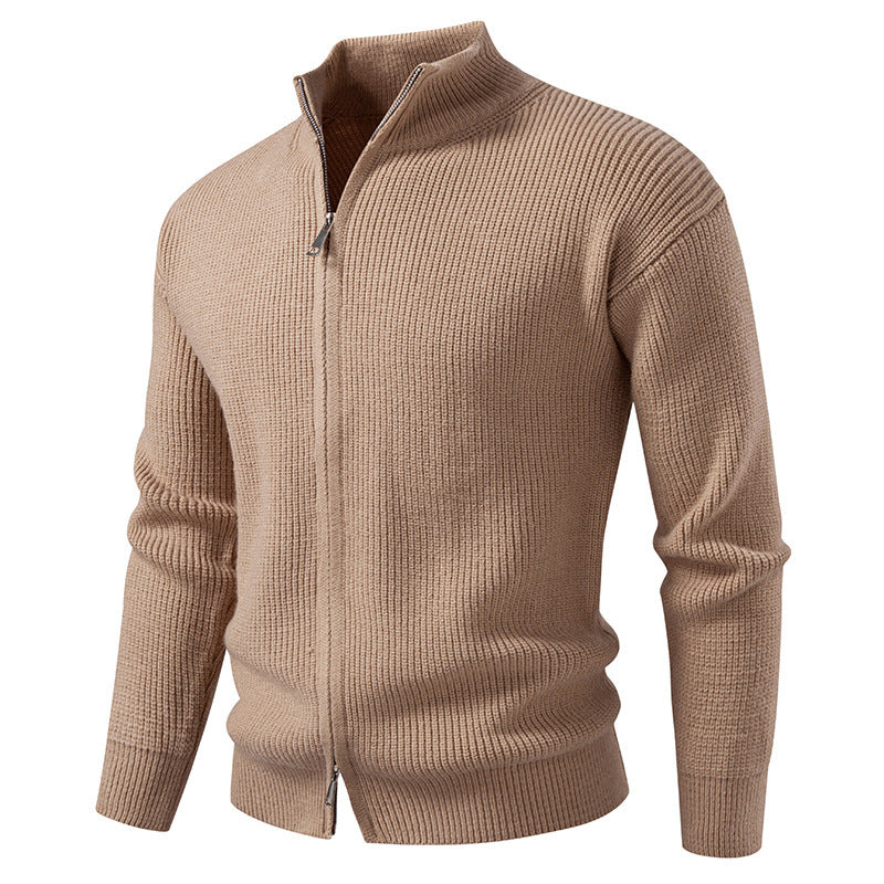 Men's Slim Fit Cotton Cardigan Sweater with Front Zipper Closure