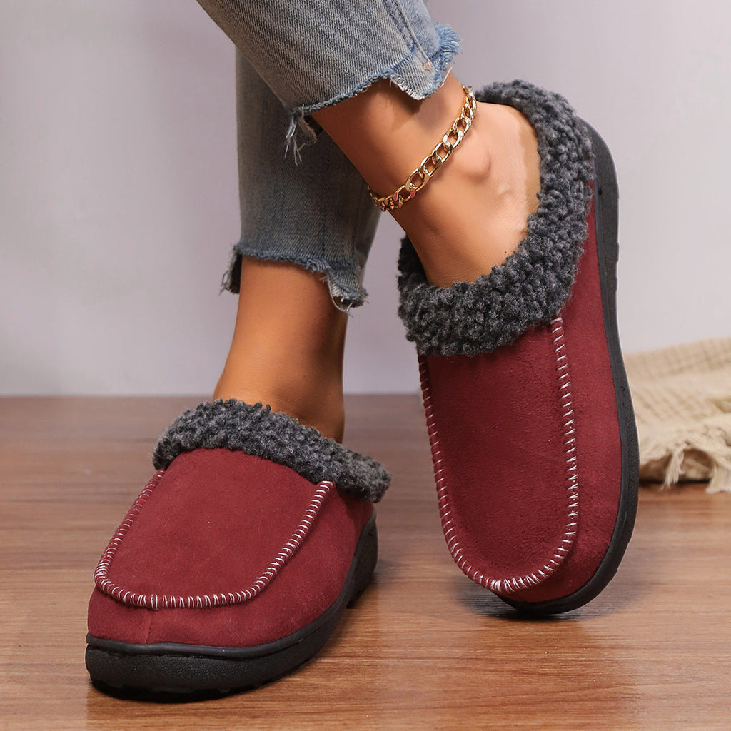 Women’s Cozy Winter Fur Lined Indoor Cotton Warm Slippers