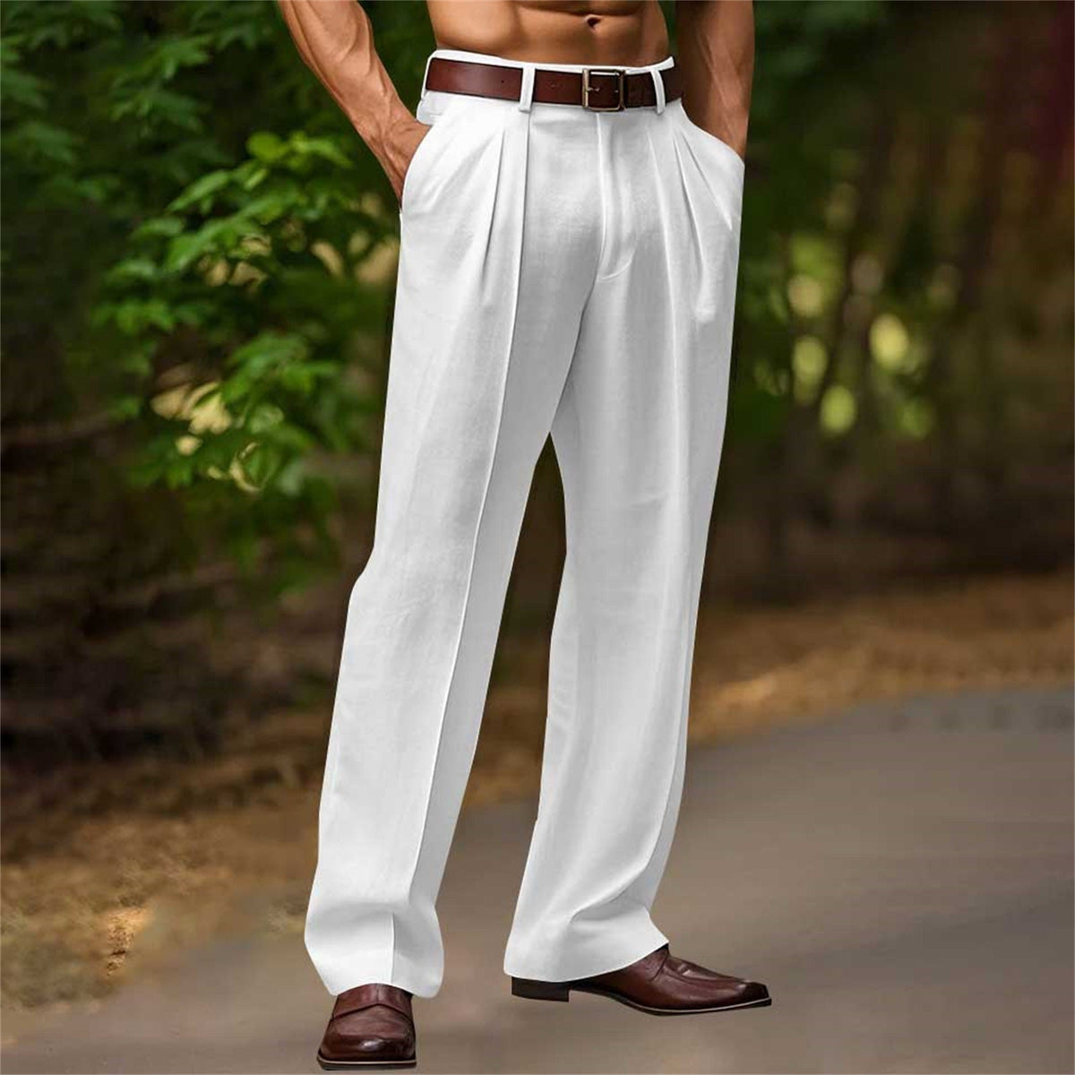 Men’s Cotton Linen Casual Trousers for Everyday Breathable Comfort