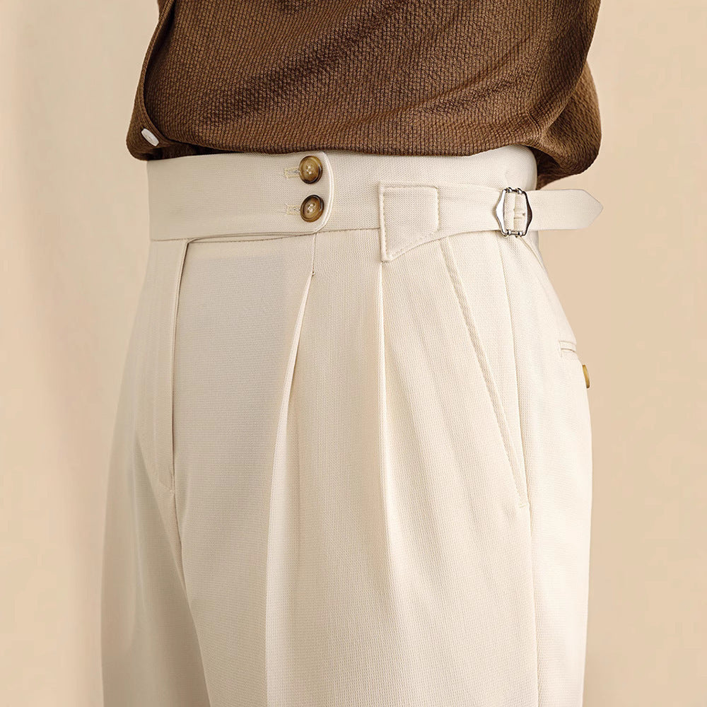 Men’s High Waist Straight Trousers for Classic Old Money Elegance