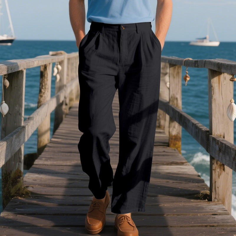 Men’s Straight Linen Business Pants for Comfortable Everyday Elegance