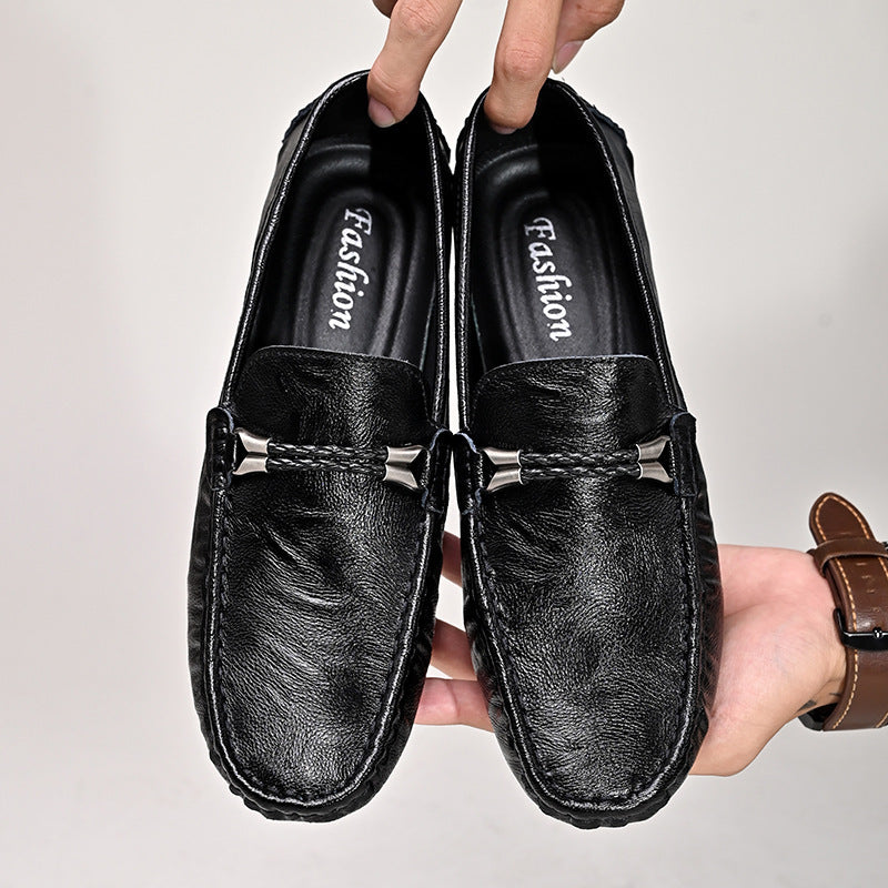Men’s Plus Size Cowhide Loafers for Effortless British Casual Style