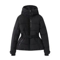 Women's Belted Down Jacket Warm Plaid Winter Street Style Fashion