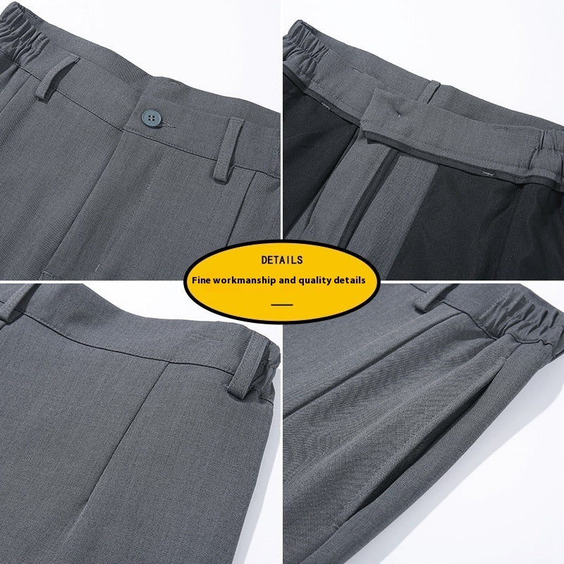 Men’s Versatile Loose Fit Straight Casual Draped Suit Trousers