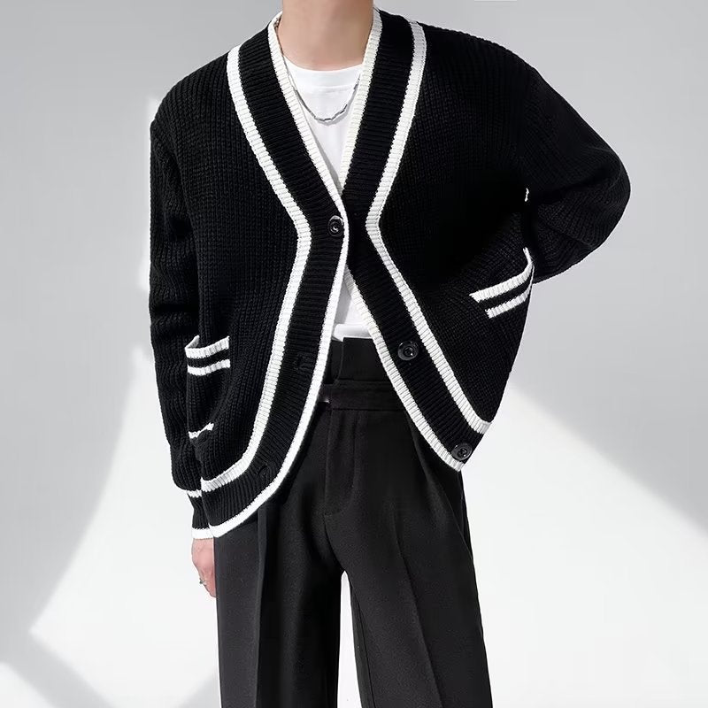 Men's Loose Fit Fashion Cardigan Sweater Jacket With V-Neck